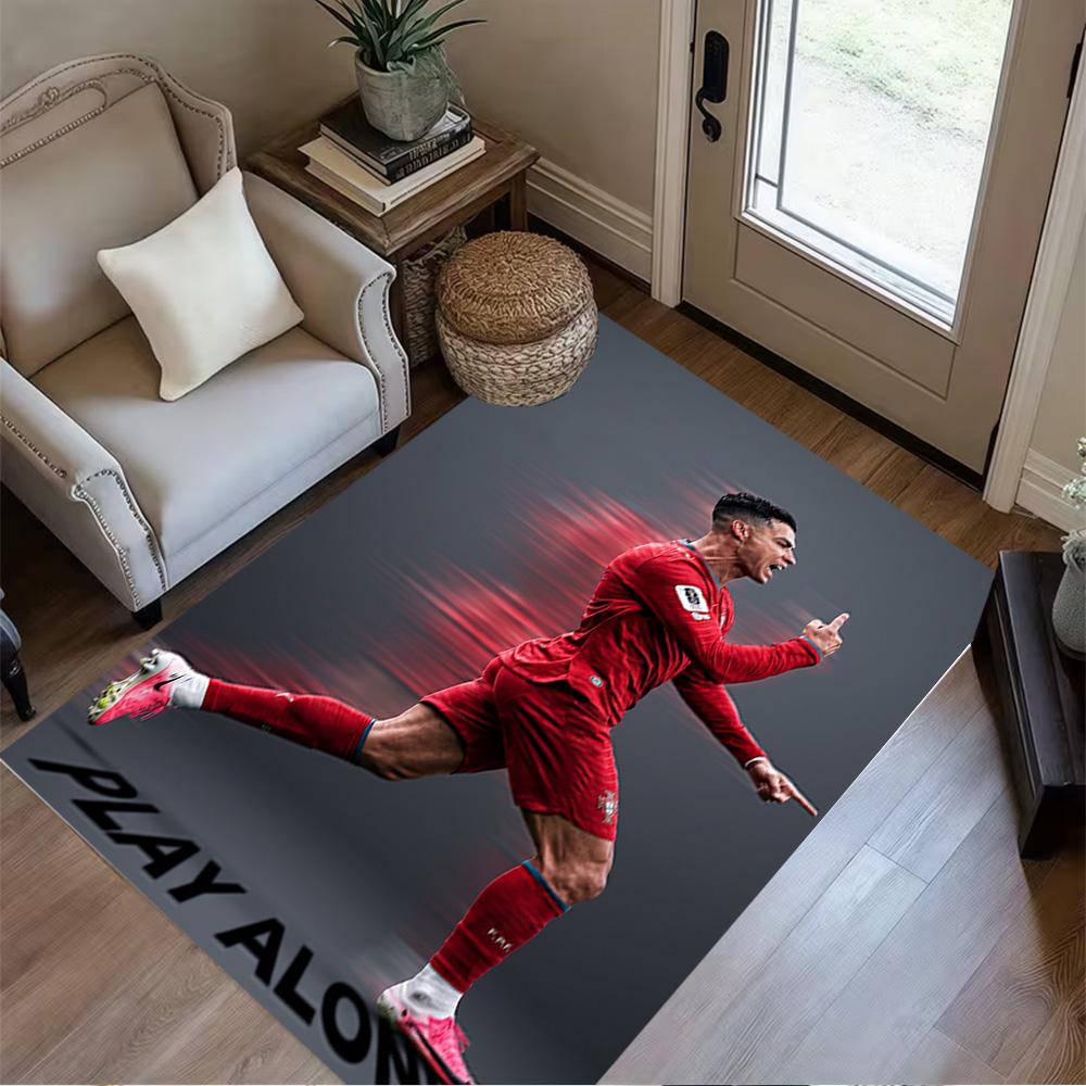 Powerful Football Legend Cr7 Area Rug Perfect for Entryway Kitchen Game Room Balcony Antislip Carpet Anime Office Decor