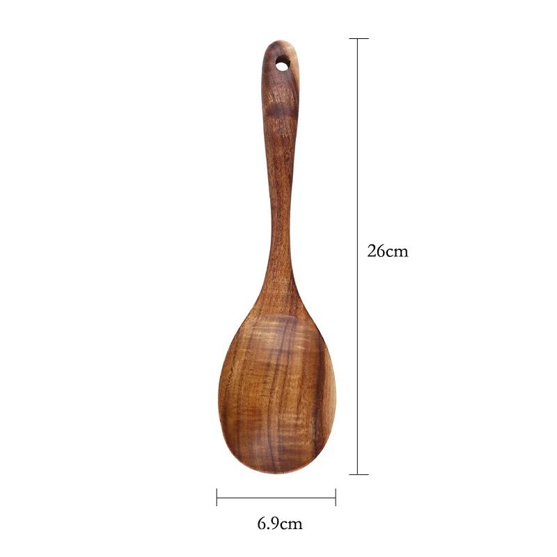 Большая деревянная ложка, совок для риса, половник для супа, деревянная кухонная ложка для приготовления пищи, большая лопатка для риса, сервировочная ложка для супа, деревянная посуда