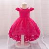 "Girls Bow Princess Dress with Flying Sleeves, Tutu Skirt, and Tail - Stylish Flower Girl Wedding Dress"