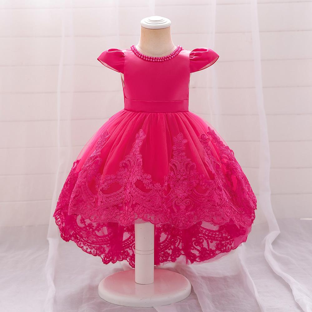 "Girls Bow Princess Dress with Flying Sleeves, Tutu Skirt, and Tail - Stylish Flower Girl Wedding Dress"