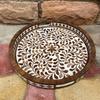 Wooden Inlay Decorative Tray  Round Floral Pattern Serving Tray | Bone Inlay Style | Boho Coffee Table Tray | Kitchen Bone Decor Tray