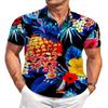 Summer Men's Casual Shirt Beach Vacation Short Sleeved Button Up Shirt Digital Print Color Pineapple Pattern Lapel Formal Wear