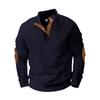 Men's Autumn/Winter Jacquard Knit Pullover Sweatshirt with Standing Collar and Leather Elbow Patches