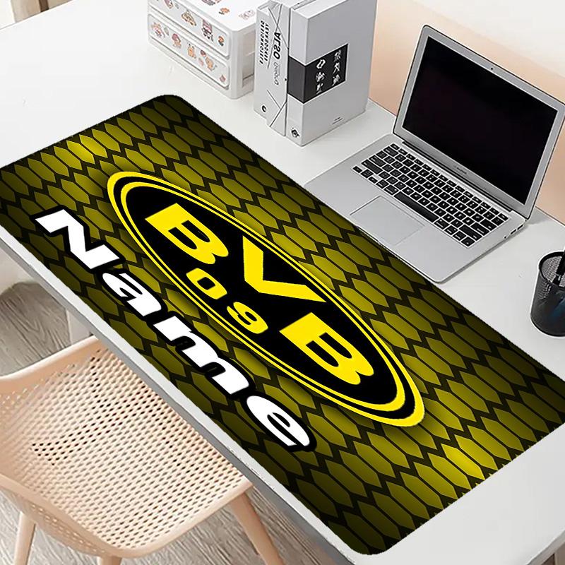 Custom Name Personalized Borussia Dortmund Pattern Mousepad, Laptop PC Desk Mat, Decorative Desk Mat for Home Keyboard Pad Gift