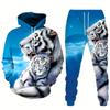 Men's Plus Size 3D Tiger Print Hoodie and Sweatpants Set - Perfect for Fall and Winter Comfort and Style
