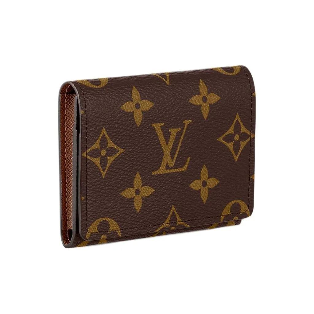 LOUIS VUITTON Multiple Envelope Carte de Visite Classic Monogram Canvas Flap Wallet Card Holder Women's Brown