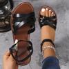Женская обувь Тапочки 2024 Лето Женские сандалии на плоской подошве с римским ремешком Нескользящая резиновая подошва Модные женские повседневные сандалии