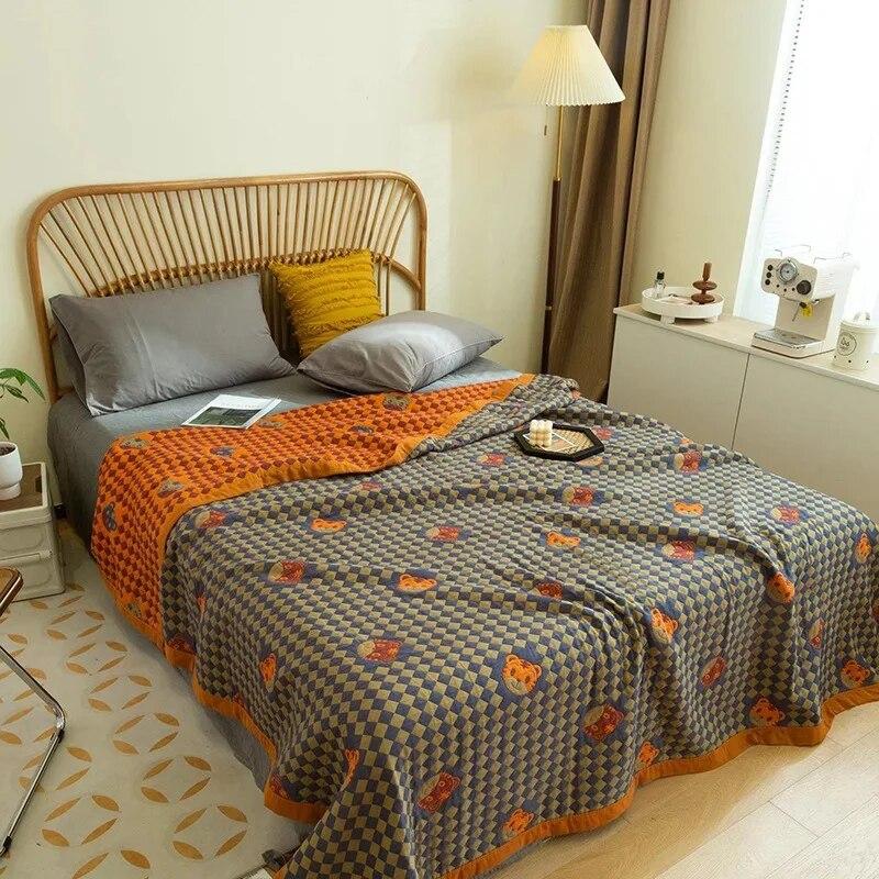 Хлопковое вязаное одеяло класса А для мамы и ребенка, тройное пряжа, многофункциональное покрывало, одеяло для кровати, мягкое одеяло с кондиционером