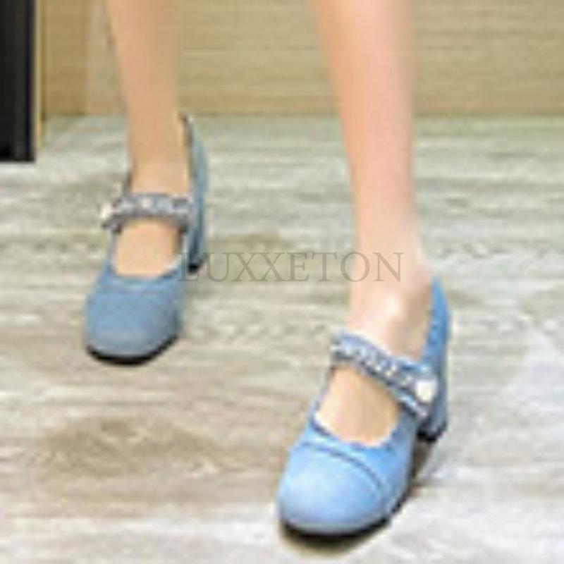Women's Vintage Chunky High Heels Woman Sandals Back Strap Denim Heels Summer Shoes Designer High Heel Shoes For Women