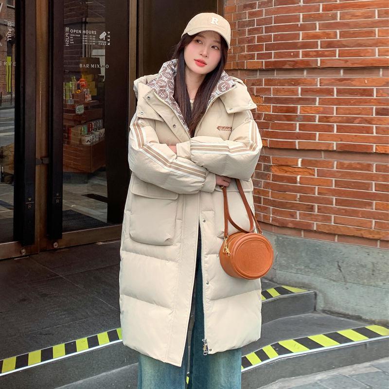 Зимнее теплое и модное женское пальто с длинным хлопковым пальто в корейском стиле