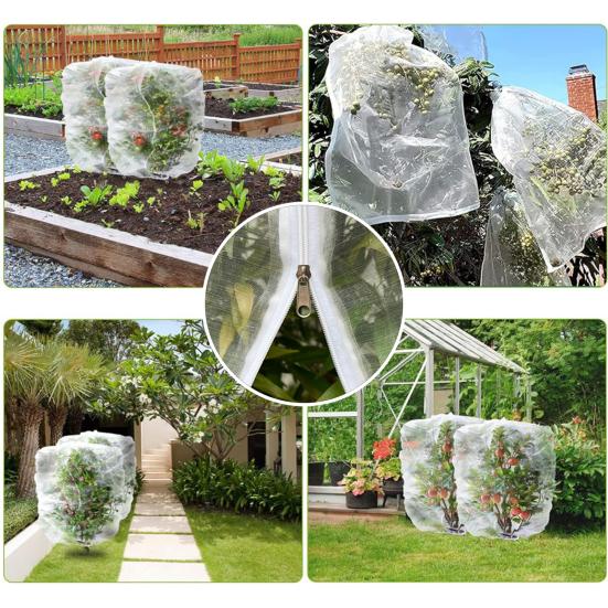 Fruit Tree Netting Cover with Zipper Drawstring Design Ultra-Fine Mesh Transparent Bird Insect Garden Netting Plant Cover