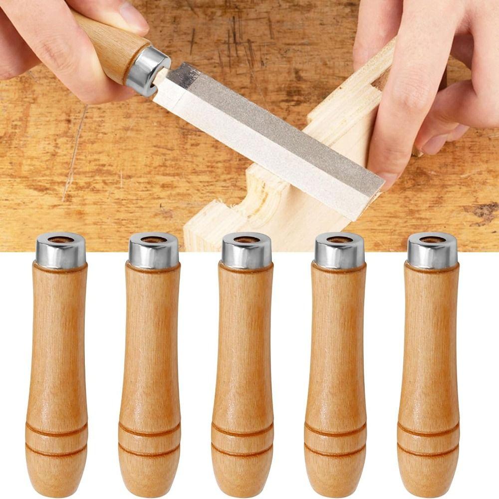 15pcs Cylindrical Small Wooden Handle Wood File Handle File Special Handle Screwdriver Hand Drill