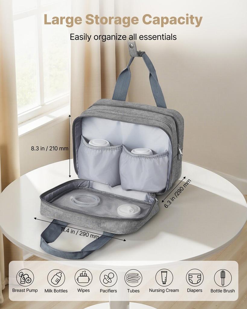 Wearable Breast Pump Bag, Breast Feeding Bag with Ice Pack, Fits for M5/M6, Pumping Accessories & Breastmilk Storage, Portable Pump Carrying Case for