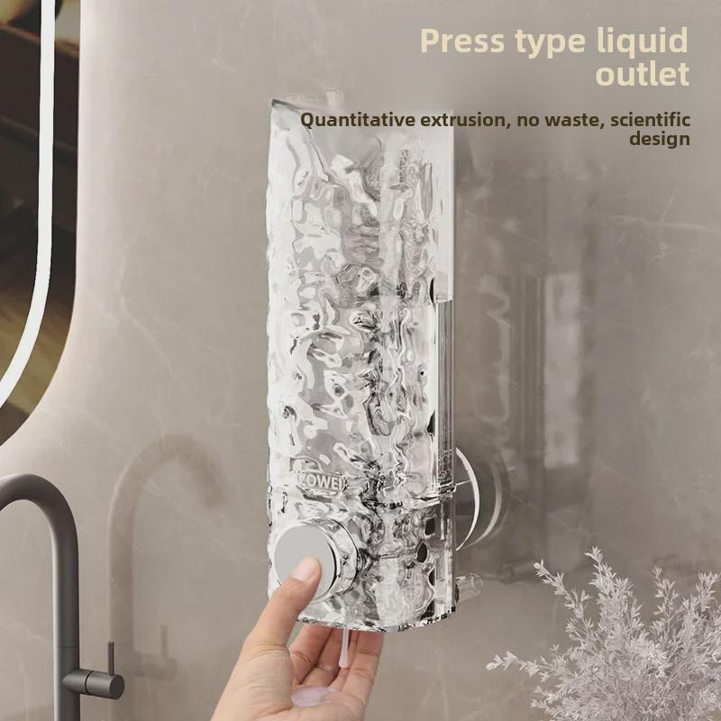 Ripple Suction Cup Bathroom Soap Dispenser - Luxury Hand Soap Holder for Mirror or Sink