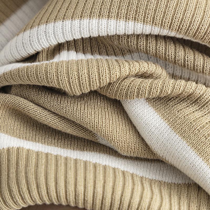 GMXIA Contrasting Color Striped Fashion Set Summer Casual Loose Knitted Wide-leg Pants Two-piece Set