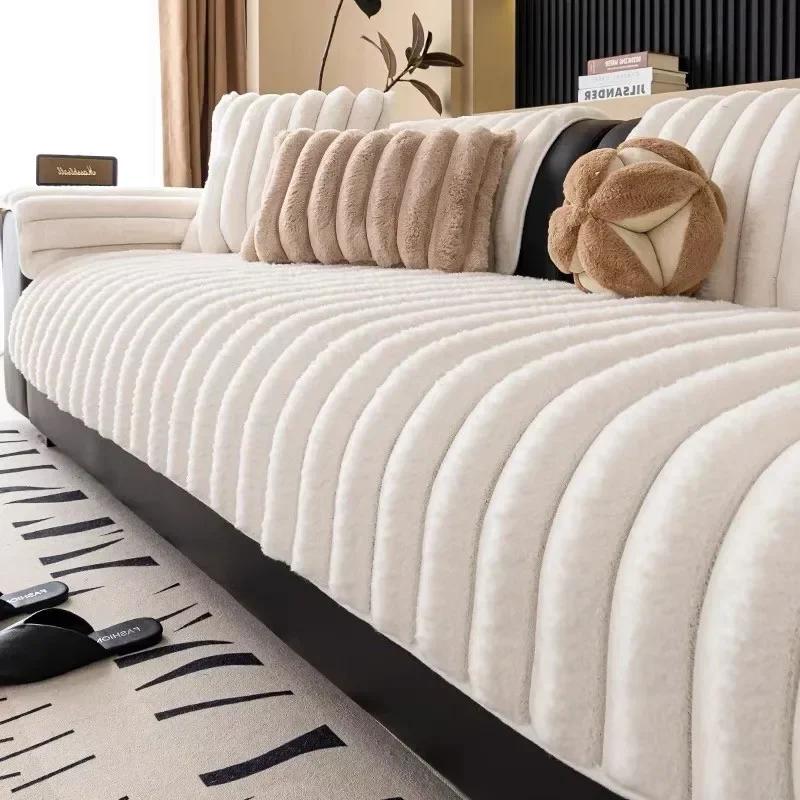 Теплый плюшевый чехол на диван, толстая и удобная подушка на сиденье, противоскользящее одеяло для дивана, устойчивое к царапинам от кошек