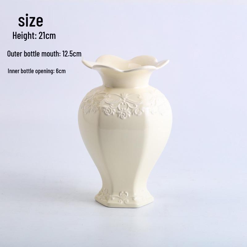 Elegant Embossed Ceramic Hydroponic Vase - Modern Minimalist Design
