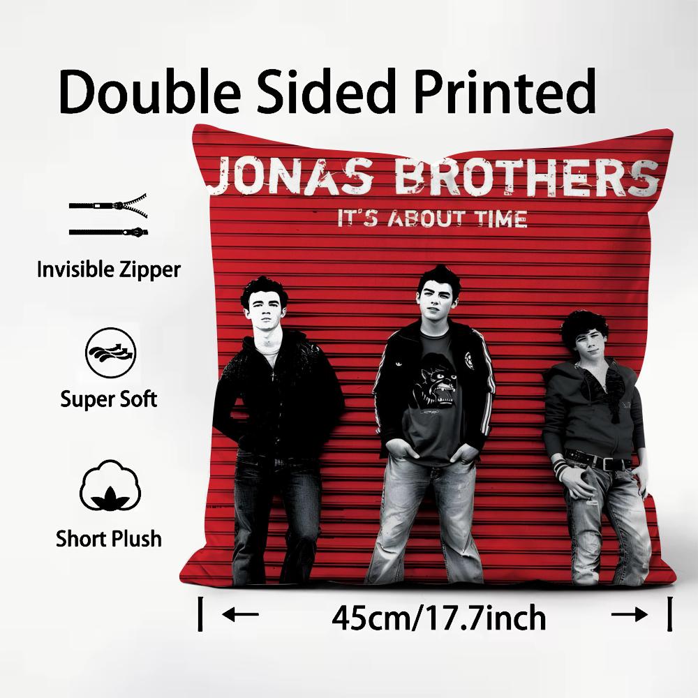 JJonas BrothersS Band Cushion Cover Plush Fabric Soft DoubleSided Printed Sofa Warm Winter Home Child Gift Pillow Case