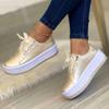 Fashion Woman Slip On Tennis Shoes Summer New Women Sneakers Fashion Round Toe Platform Shoes Plus Size Casual Sneakers Lace Up Flats