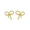 Gold Color Metal Bowknot Stud Earrings Folded Wrinkle Stripe Simple Design Sweet Girls Knotted Ear Accessories Oorbellen