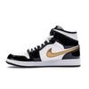 Air Jordan 1 Mid Patent SE Black Gold Men Sneakers White Metallic-Gold 852542-007