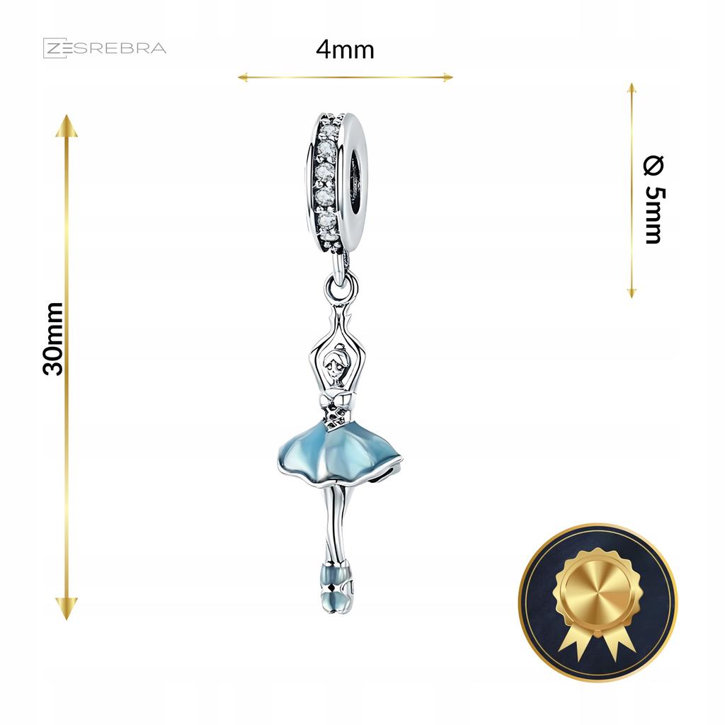 Charms 925 Ballerina Pendant Bead Beads Dance Gift Zircons