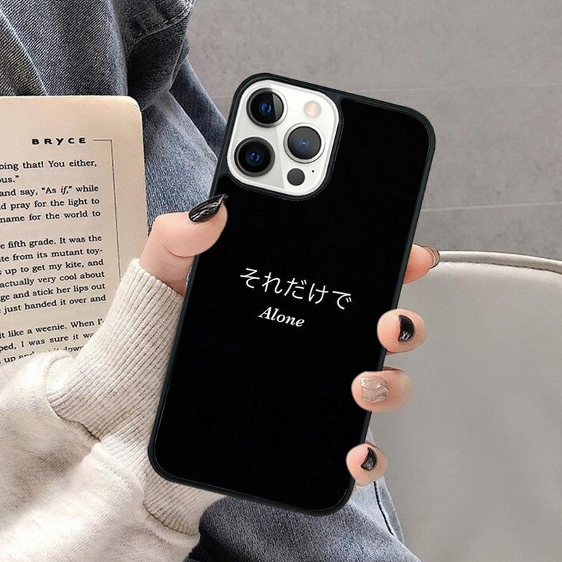 Черно-белый чехол для телефона с японским текстом для iPhone 17 Air 16 16e 15 Plus для Apple 13 11 12 14 Pro Max Чехол-ракушка