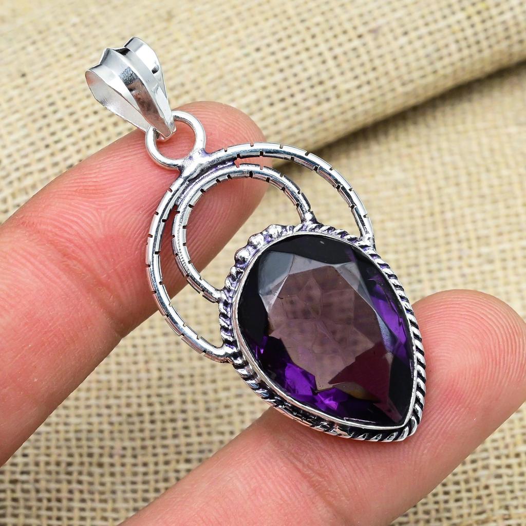 Amethyst Gemstone Handmade 925 Sterling Silver Adorable Pendant For Thanksgiving