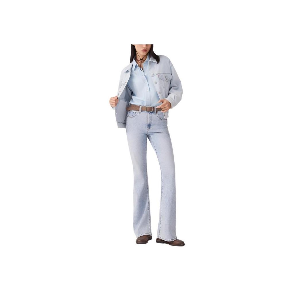 Свободная мягкая удобная повседневная джинсовая куртка Levis с воротником, длинный рукав, женские куртки, светло-голубая A1743-0146