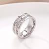 Stainless Steel Single/Double Row CZ Eternity Ring Wedding Band for Women Girl 3-10