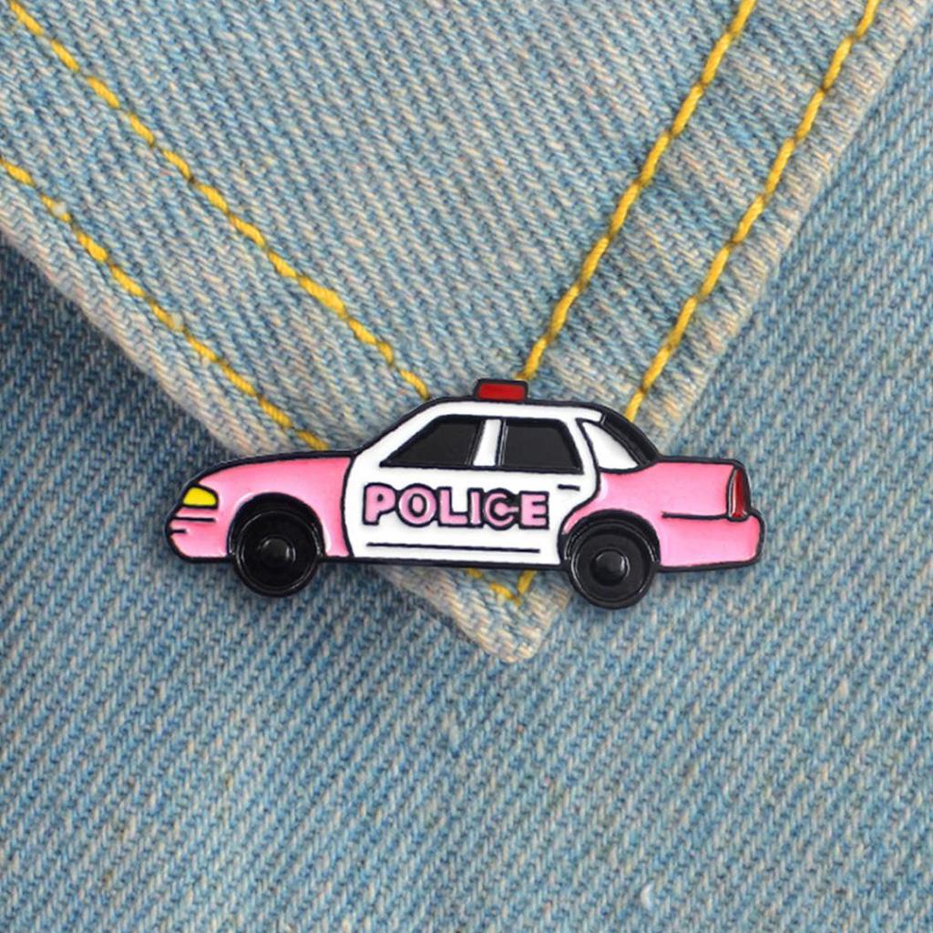 Эмалированная брошь с мультяшной полицейской машиной, булавка для мужчин и женщин, джинсовый рюкзак, декор для вечеринки, значок