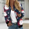 Jackets For Women Long Sleeve Lightweight Zip Up Cropped Fashion Christmas Print Outerwear Casual Quilted Jackets Whith Pockets