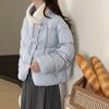 Rabbit fur splicing short down jacket women's 2024 winter Korean sweet buckle thickened small slim jacket