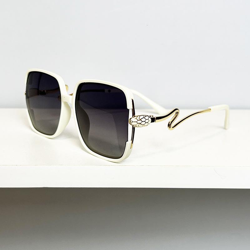 Солнцезащитные очки Белая Змея Повседневные Особенности Загадочная Кобра Солнцезащитные очки с Большой Оправой Ретро Тянущий Ветер Женские Стильные Очки