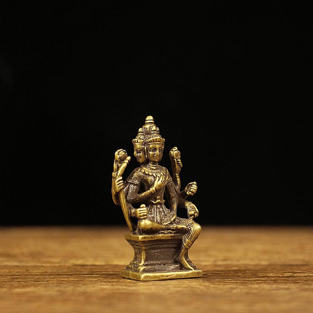 Статуя Будды Брахма Миниатюрная статуя Будды Металлическая статуя Украшение Статуя Будды 5.5см (Будда из латуни/расписанный) [DFJLWKE]