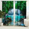 2 шт., занавески с принтом «природа, пейзаж, водопад, птица, журавль», люверсы для верхней занавески для легкой установки в офис, спальню, гостиную