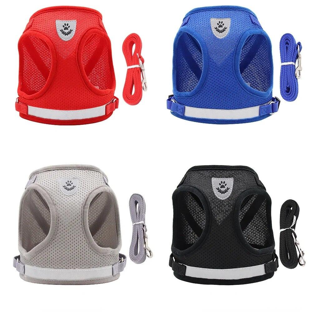 Reflective Breathable Mesh Vest Harness Set Adjustable Detachable Collar Chest Leash Traction Rope Pet Shop All for Dogs Chats