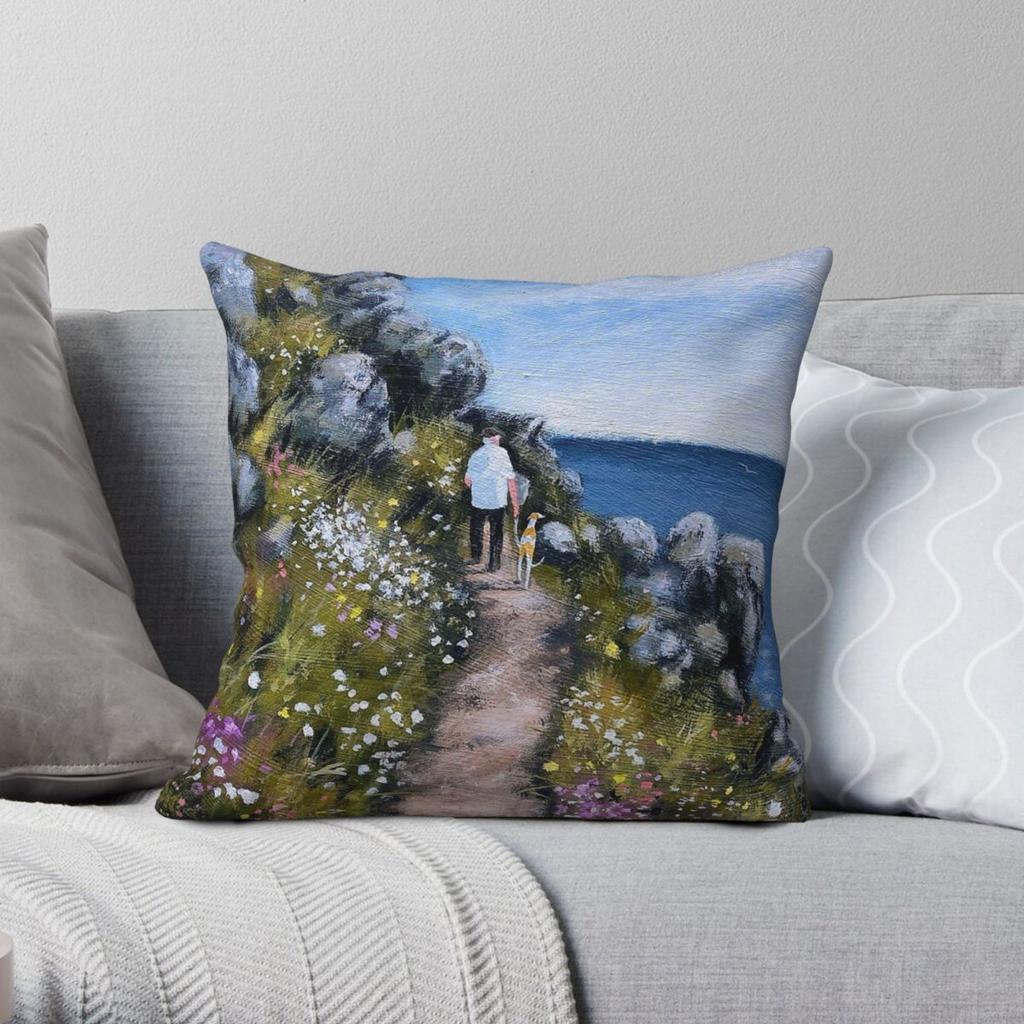 High On The Coastal Path Greyhound Pillowcase Polyester Linen Velvet Creative Zip Decor Sofa Seater Cushion Case