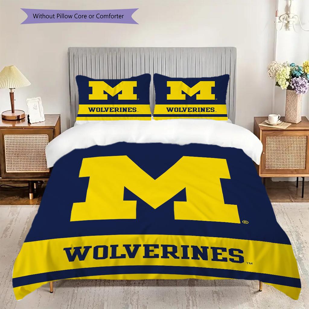 Michigan Pattern Bedding Quilt Set Quilt Cover Pillowcase Home Decoration Birthday Gift (1 * duvet cover + 2 * pillowcase, without core)