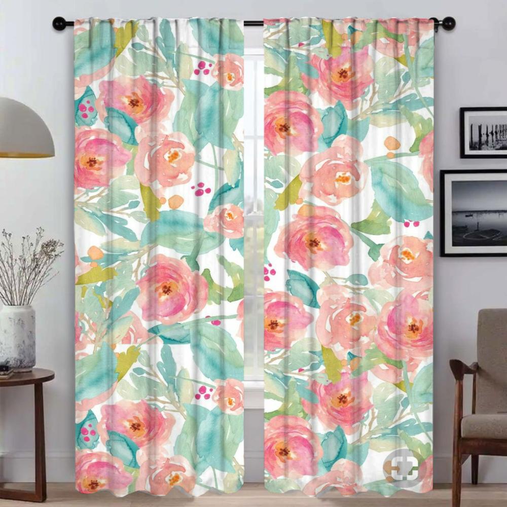 Цветы Домашний интерьер Шторы 2 шт. Гостиная Шторы Разделительные жалюзи Тюль для спальни Кухня Затемнение Элегантный Камера