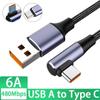 90 Degree Charging Cable 6A Quick Charge Data Cord High Speed USB A To Type C Line Laptop