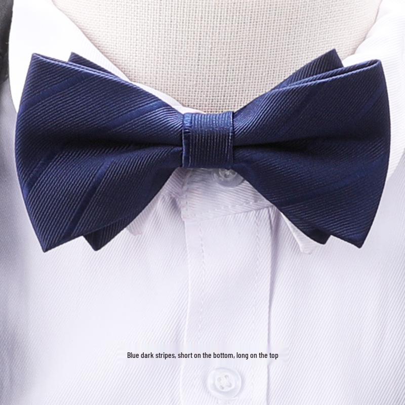 Men's Burgundy & Black Bow Tie for Weddings - British Korean Style