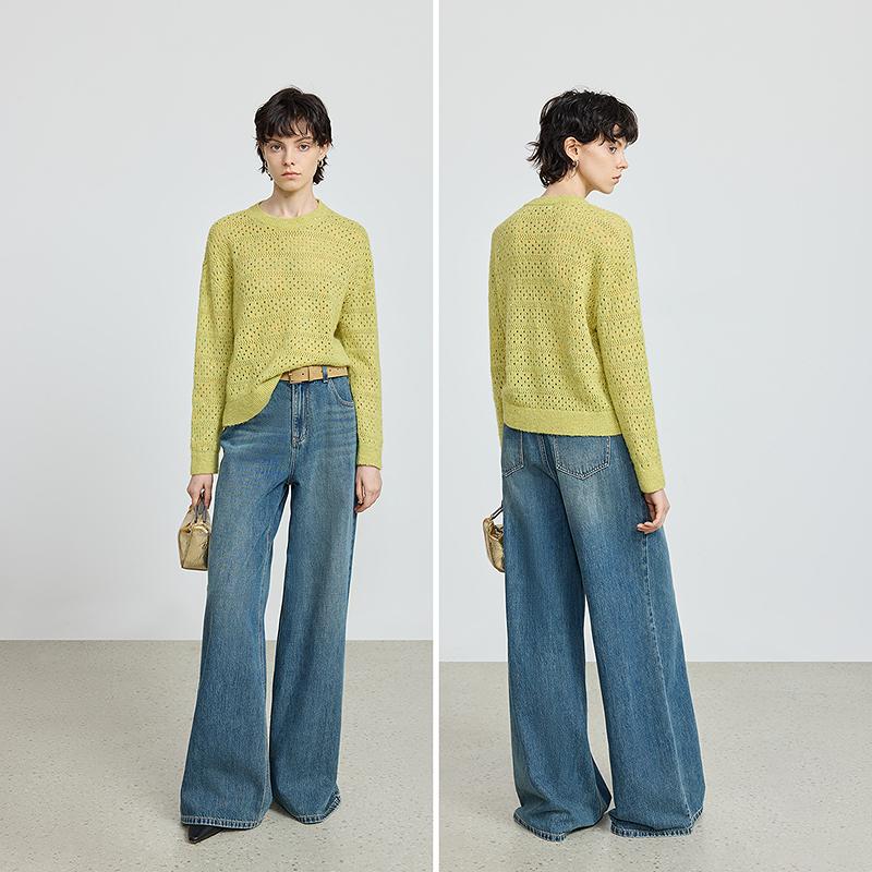 LILY hollow sequin round neck knitted sweater for women