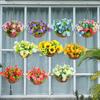 Spring Simulation Flower Hanging Basket No Need Water Non-fading Beautiful Realistic Home Decoration Artificial Flowers Hanging Pot Decoration