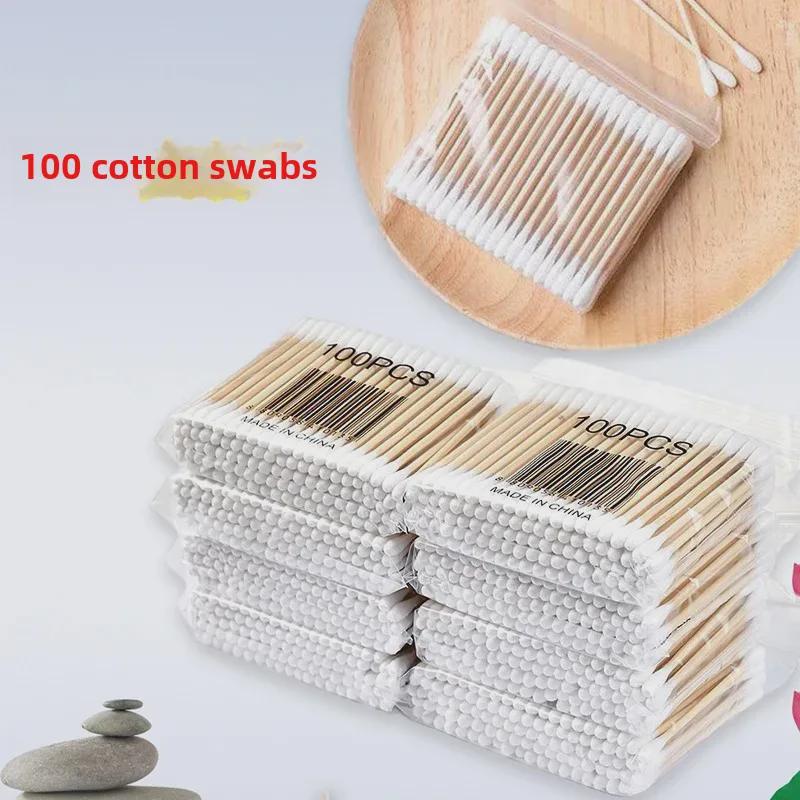 Dual-Tip Cotton Swabs: Makeup Removal, Ear Cleaning, Disinfection, Bamboo Sticks, Disposable, Hygienic, Pointed Tips