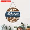 2D Flat 20*20cm 1pc Welcome Hope You Like Dogs Wooden Kennel Hanging Sign, , Dog Footprints&bones Patterns Gift for Friends Who Like Dogs, Applicable