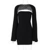 Autumn Women's Fashion Street Style Camisole Long Sleeved Sexy Strapless One-piece Neck Tight Fitting Hip Hugging Dresses