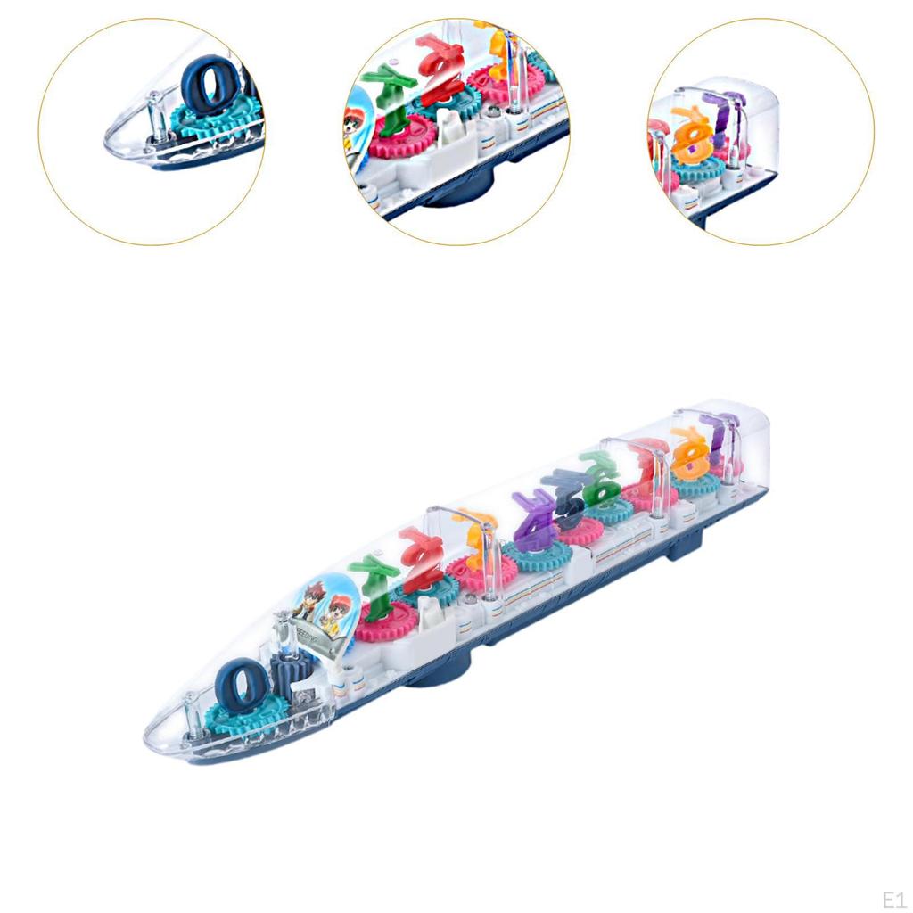 Electric Train Toy Sensory Colorful Interactive Fun Moving Gears Transparent 3D
