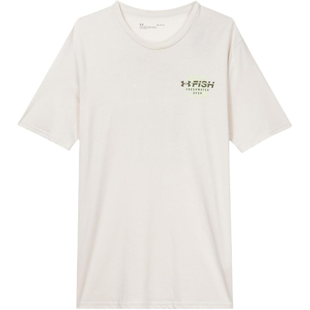 Under Armour Solid Color Sports Letter Print Crew Neck Short Sleeve T-Shirt Men Tops Beige 1370195-279