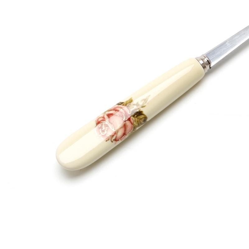 1PC Ceramic Handle Spoon Stainless Steel Dessert Coffee Spoons Ice Cream Teaspoon Random Color